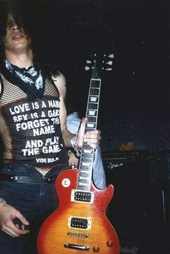 'Love is a Name, Sex is a Game, Forget the Name and play the Game' as worn by Slash