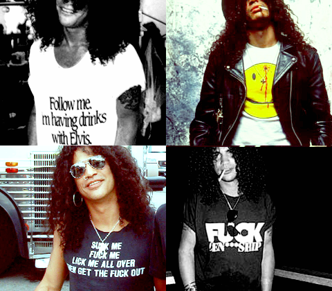 Slash's collection of offensive T-Shirts.  PYGear.com