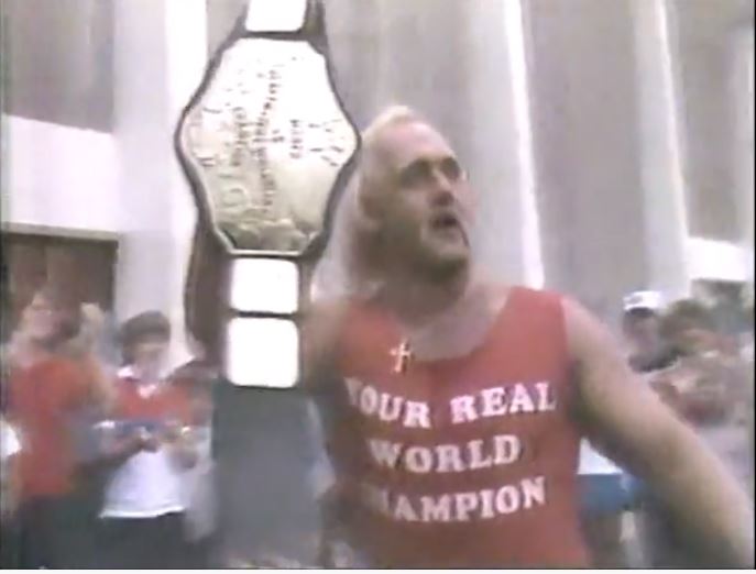 'Your Real World Champion' T-shirt worn by  World Champion Hulk Hogan in 1984.