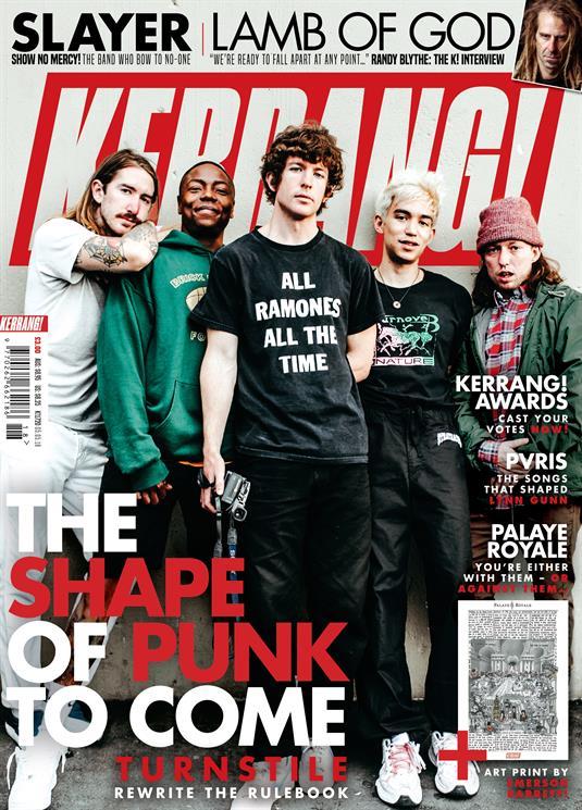 'ALL RAMONES ALL THE TIME' t-shirt worn by Turnstile Brendan Yates on the cover of Kerrang! Magazine 5th May 2018. PYGear.com