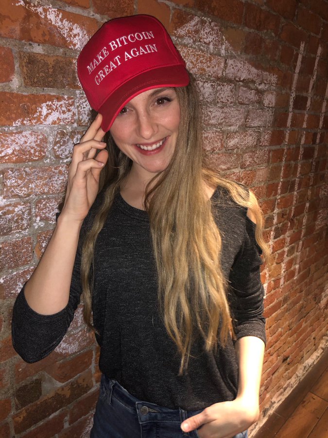 Make Bitcoin Great Again red hat as worn by Girl Gone Crypto. PYGear.com