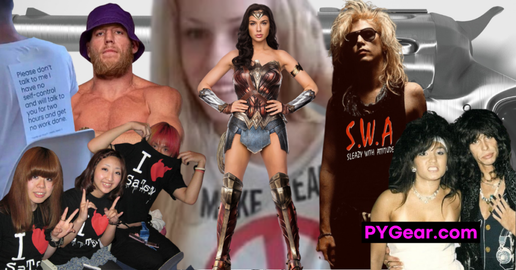 Guns N' Roses, Wonder Woman, Webcam Girl, Guns vs Mustaches, Steven Tyler's Wisdom and More Fun. PYGear.com